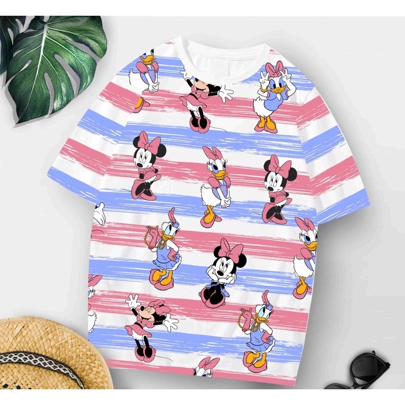 Baju kaos oversize xl tee tshirt cewe wanita dewasa remaja abg motif terbaru-minnie daisy strip