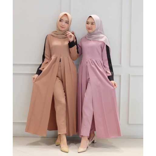 ANHA SET -  NEW - Gamis Anha Set Maxi STELAN MUSLIM WANITA KEKINIAN - KJ