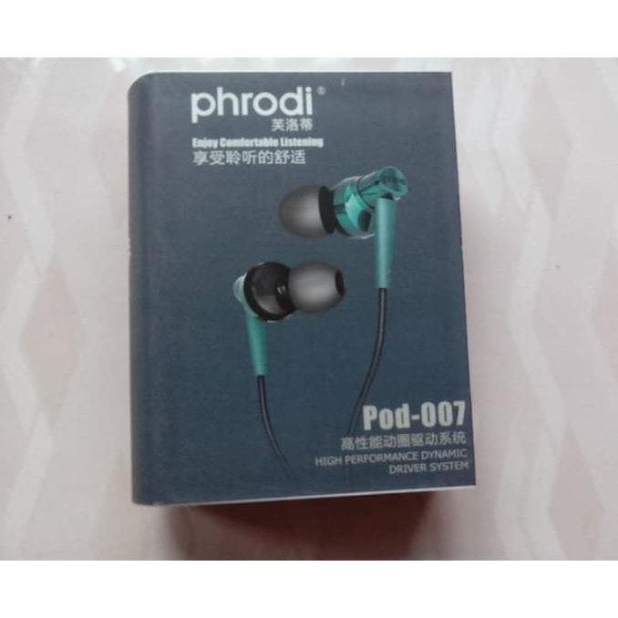 Terlaris Phrodi 007 Earphone - Pod-007 - Black - Hitam