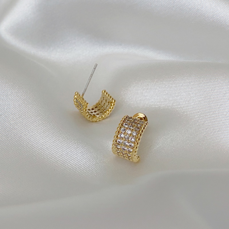 Anting Tusuk Gantung Bahan Sterling silver 925 Desain Geometri Hias Berlian Imitasi Untuk Wanita