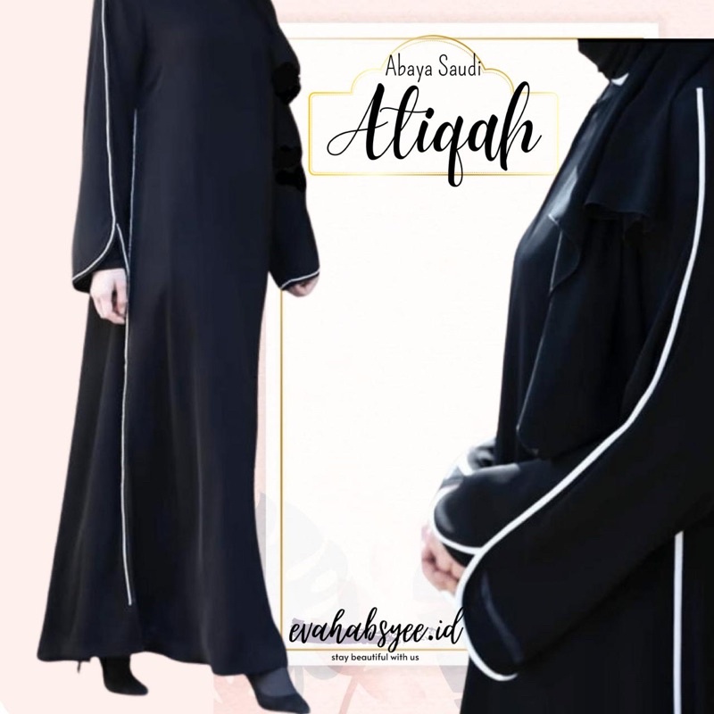 abaya saudi hitam | gamis hitam | abaya lis putih murah