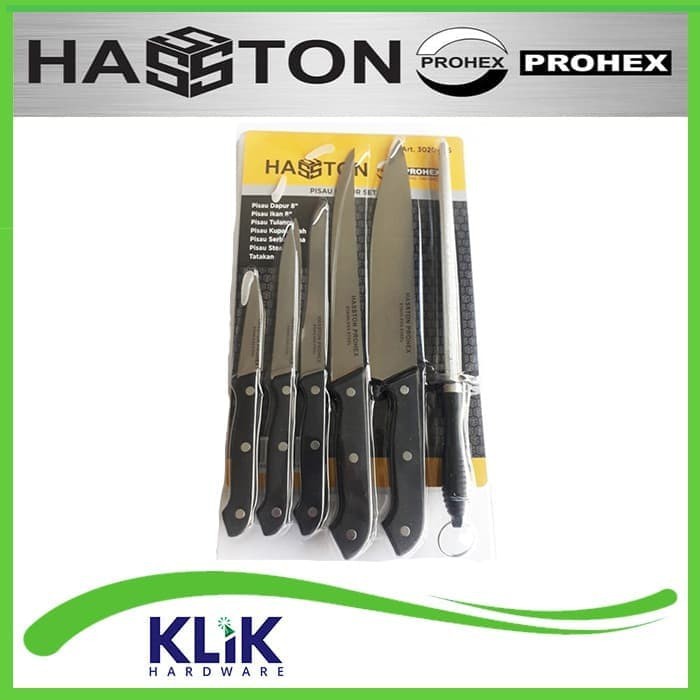 Hasston Prohex Pisau Dapur Set 7 Pcs + Asahan Talenan