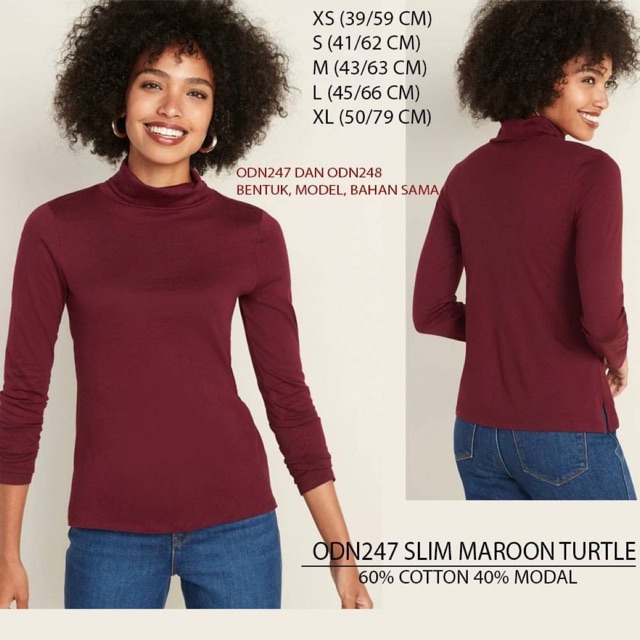 Kaos wanita turtleneck lengan panjang branded OLD NAVY original