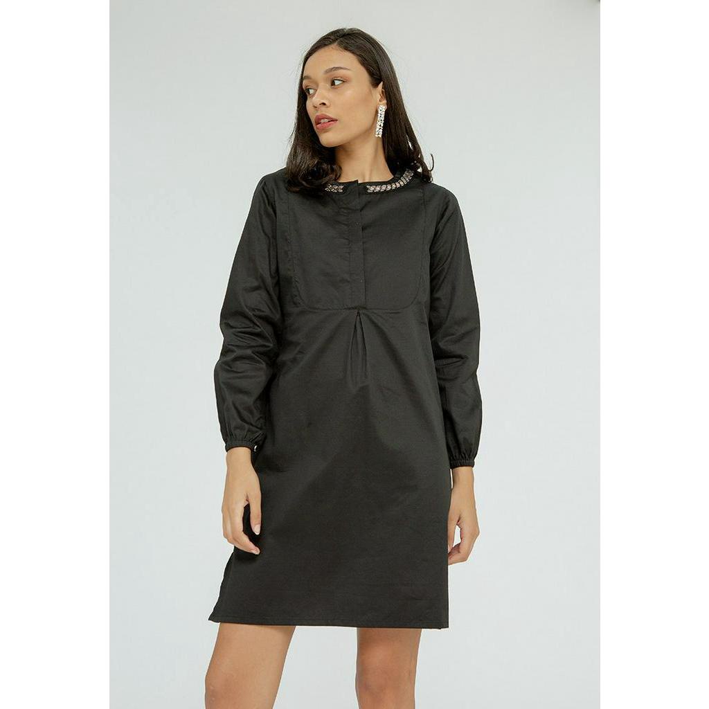 Minimal Classic Black Shirt Dress Jet Black
