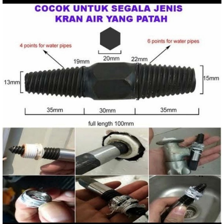ALAT PEMBUKA KRAN PATAH DALAM 1/2&quot;-3/4&quot; PIPE EXTRACTOR TAIWAN CABUT KRAN PATAH
