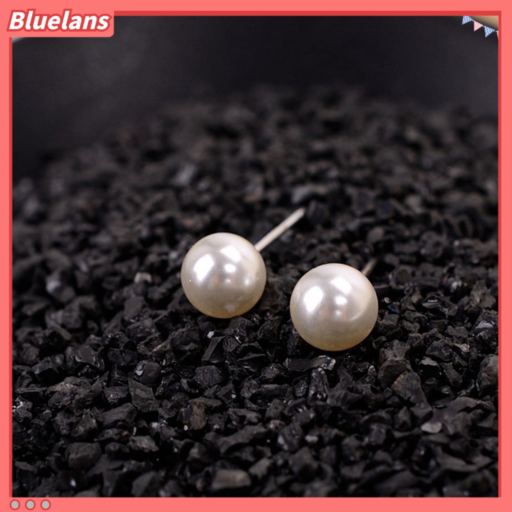 Bluelans Earrings Simple Easy Matching Women Round Faux Pearl Ear Studs