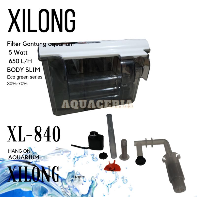 Filter Gantung Aquarium body slim XILONG XL 840 Hang on filter Aquarium body slim