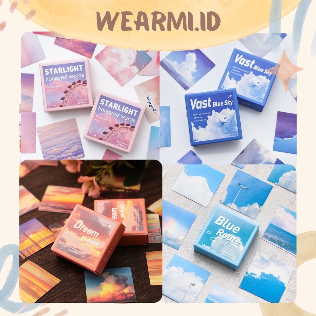 

46 pcs Sticker Box SKY Colorfull Langit Cute Square kotak Aesthetic Scrapbook Bujo Jurnal DIY