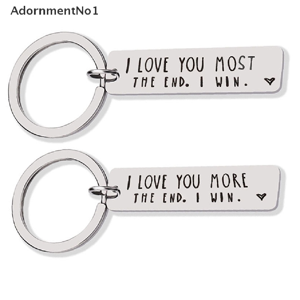 (AdornmentNo1) Gantungan Kunci Stainless Steel Motif Tulisan I Love You More The END I Win