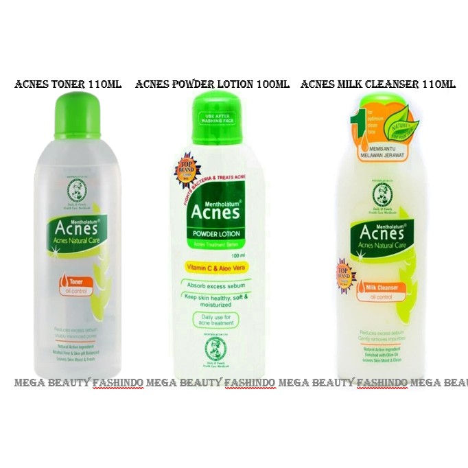 Acnes Natural Care Facial Care Oil Control Toner 100ml Powder Lotion 100ml Milk Cleanser 110ml Shopee Indonesia