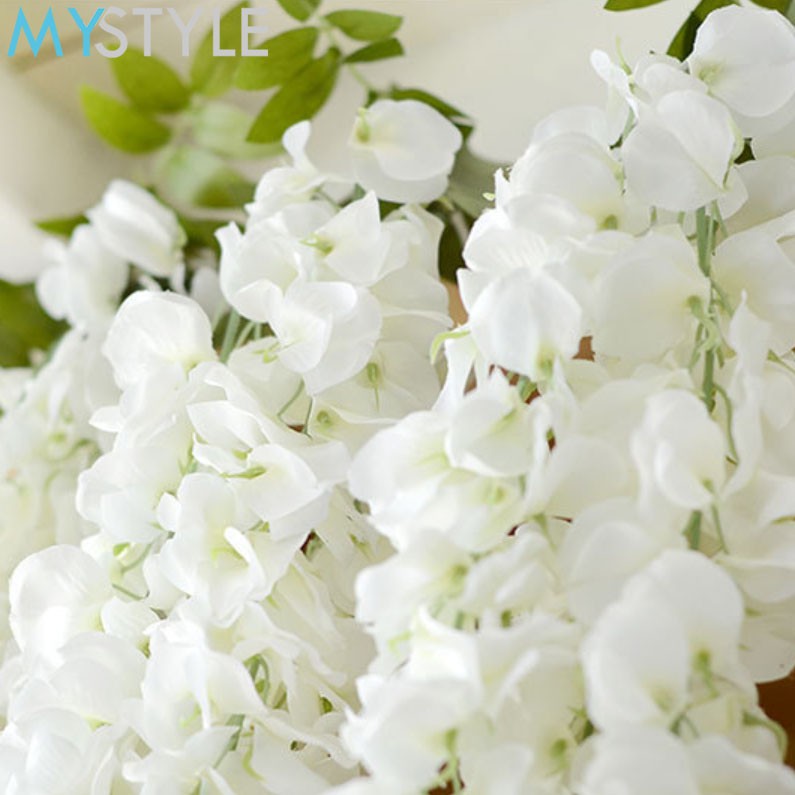 HAPPY TIME DAUN WISTERIA KECIL (1 PACK = 12 PCS / 1 PACK = 3 PCS) DAUN RAMBAT UNTUK DEKORASI HIASAN WEDDING