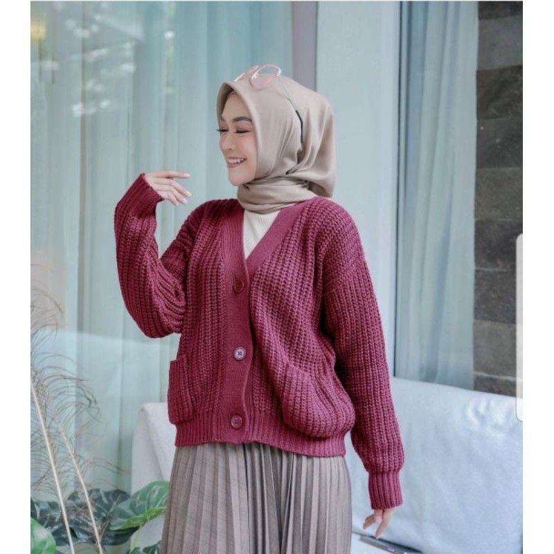 CS035 Cardigan Rajut Pocket Premium Haura Knit