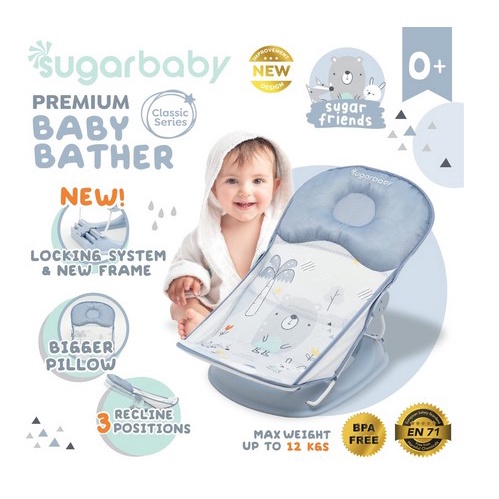 BABY BATHER | BATHTUB BAYI FREE BUBBLE Sugar Baby Deluxe Baby Bather / Bather Sugarbaby Mandi Bayi PREMIUM BABY BATHER