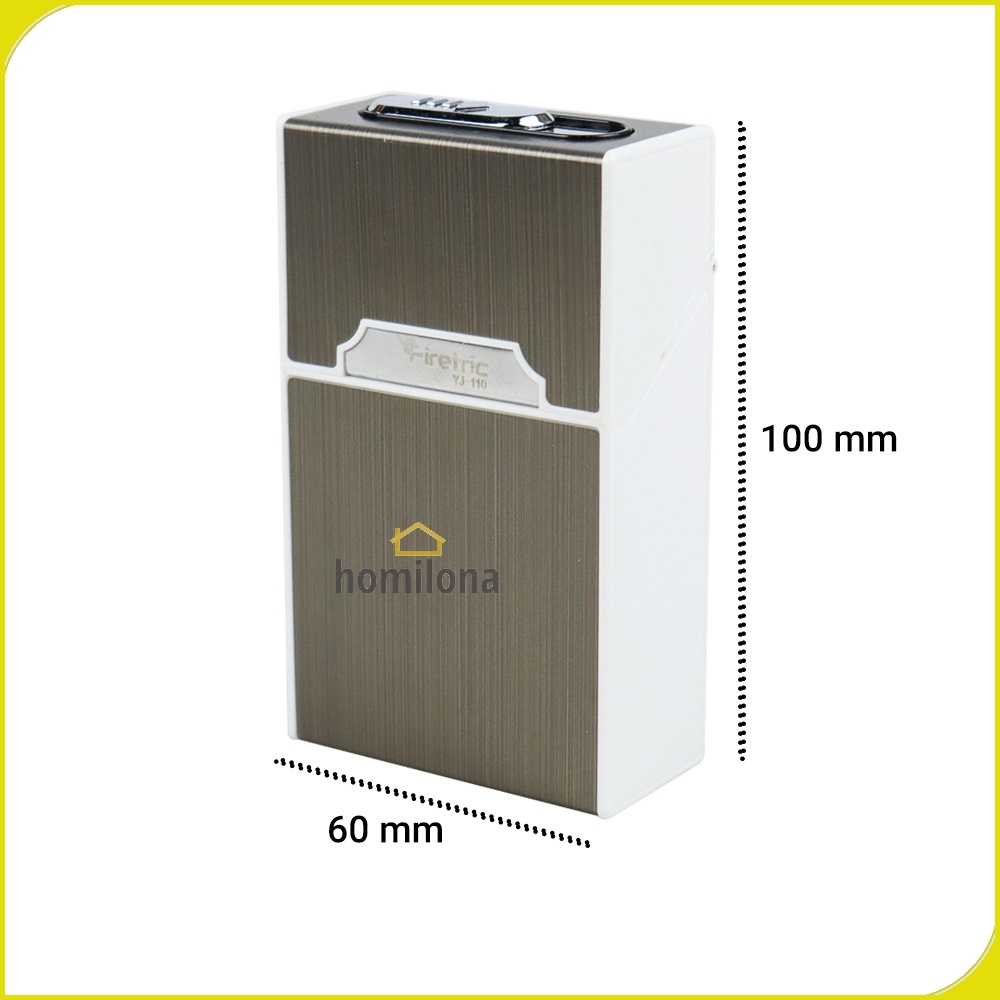 Kotak Rokok 20 Slot dengan Korek Elektrik Pyrotechnic - Firetric YJ110 - Black