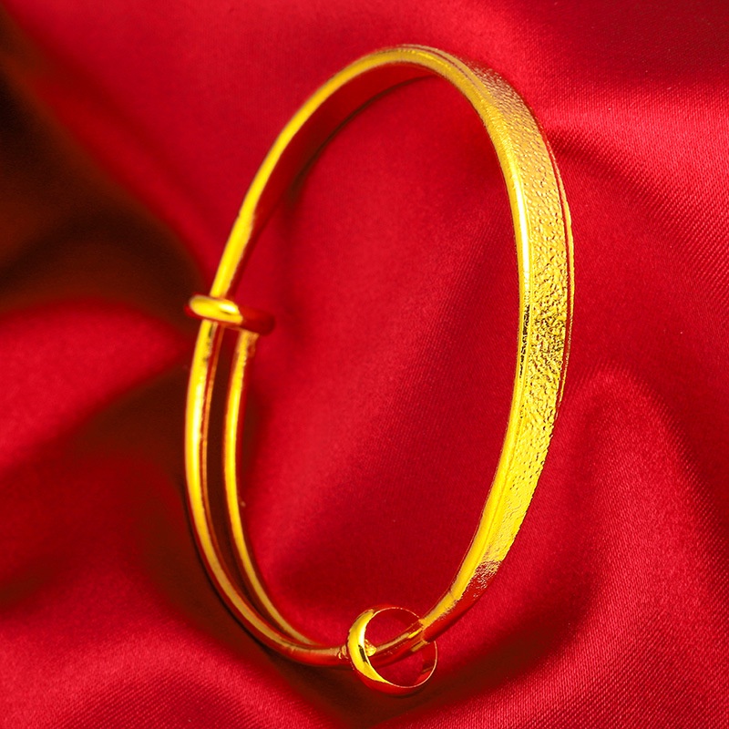 Gelang Emas Matte Emas Asli Kadar 375 Model Dorong Tarik Gaya Korea Untuk Wanita