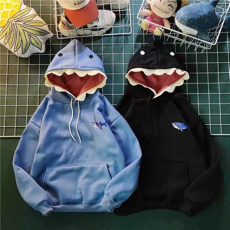 Sweater Wanita | Funny Shark Bordier Sweater Jaket Pria Wanita Lucu Kekinian | Sweater Jaket Hoodie Oversize