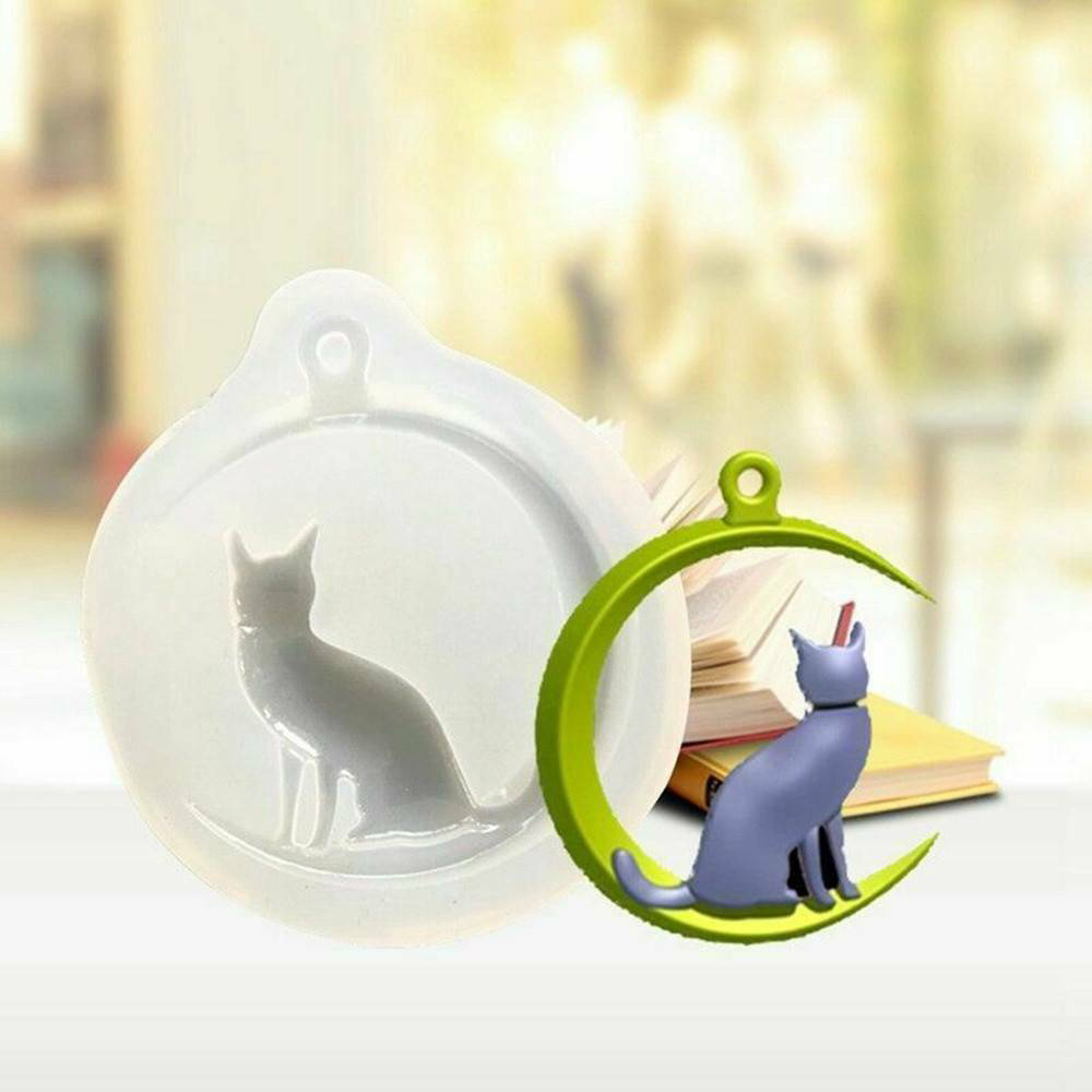 Suyou Cetakan Resin Epoksi Bentuk Bulan / Kucing 3d Bahan Silikon Untuk Kerajinan Tangan Diy Charms