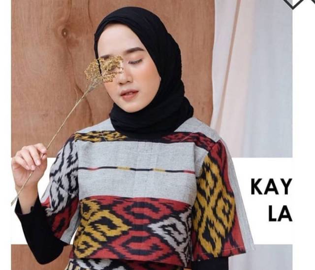 Dres muslimah tenun motif toraja + free masker