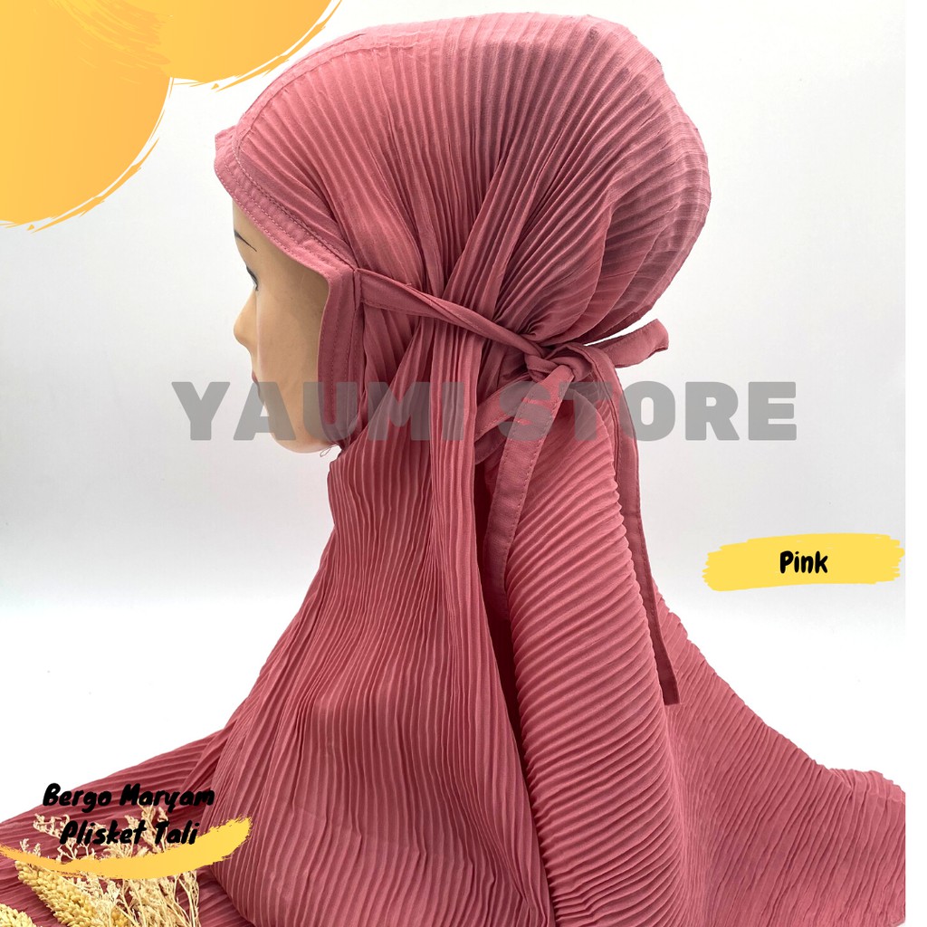 Jilbab Instan Bergo Maryam Plisket Tali Premium