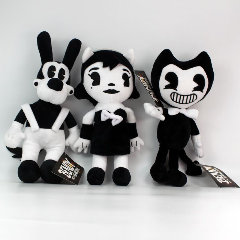 30cm/11.8inch Bendy and the Ink Machine Plush Doll Figure Toy Black White Alice Boris Toy Gift