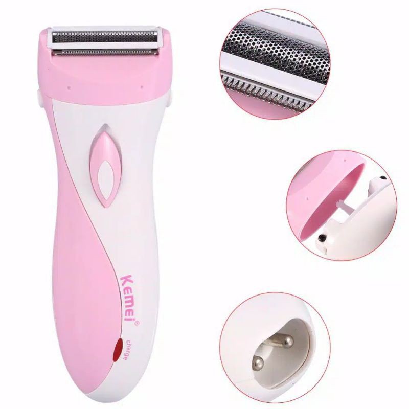 Kemei Listrik Lady Alat Cukur Epilator Lengan Kaki Ketiak Tubuh Pemangkas Rambut untuk Wajah