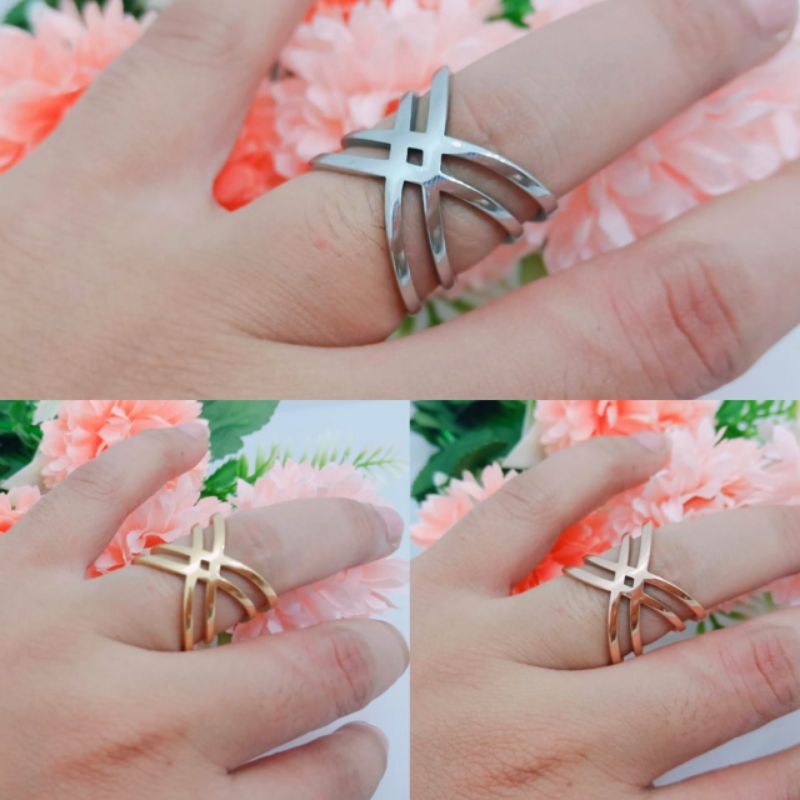 Cincin Titanium Silang Wanita Cincin Titanium Trend Fashion Blink