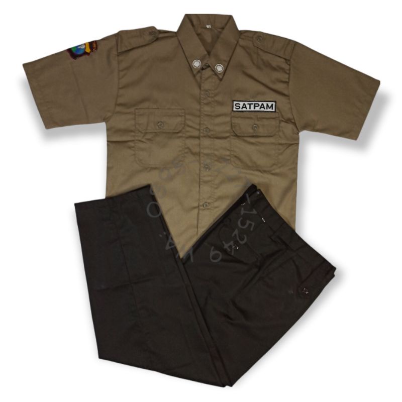 Termurah Satu Set Baju Setelan Seragam Security Satpam Baru Model Terbaru PDH Coklat 2021 Lengan Pen