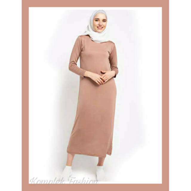 MANSET BAJU PANJANG WANITA MUSLIM DALAMAN GAMIS COKLAT