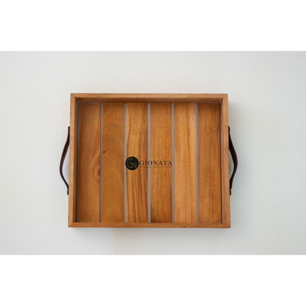 

Dekornata Wooden Tray with Leather / Nampan Kayu dengan Leather