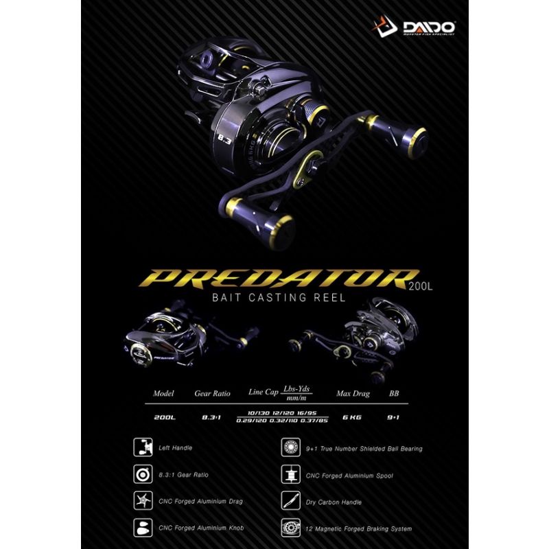 (COD) Reel Bait Casting Daido Predator 200L