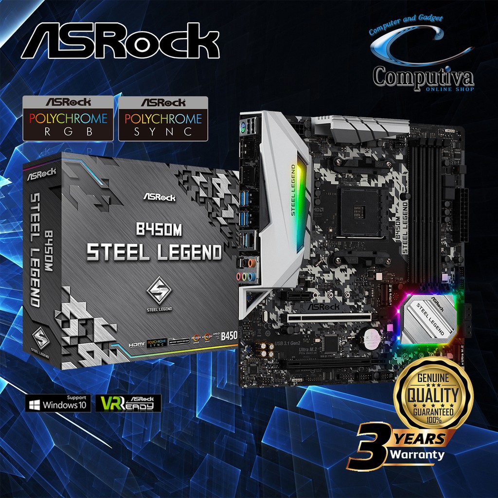 ASROCK B450M STEEL LEGEND (AM4, B450, DDR4)