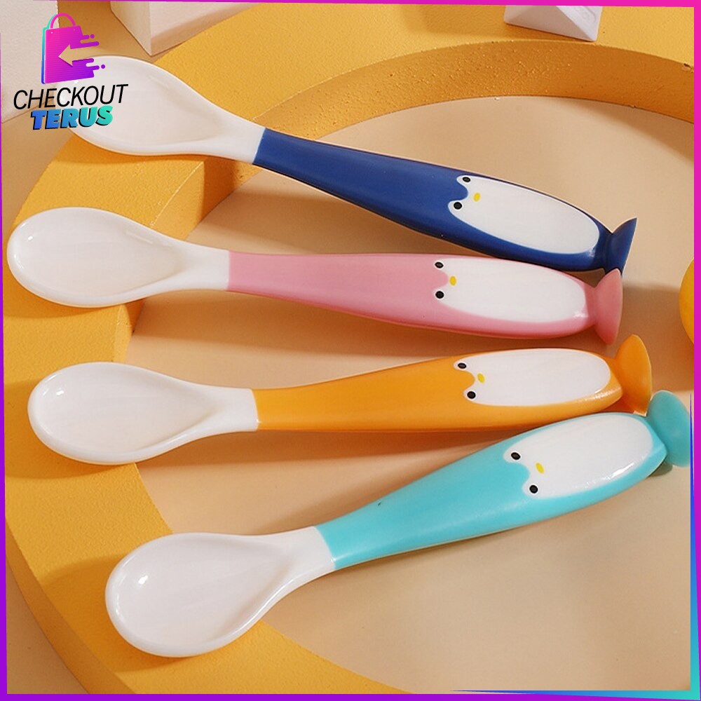 CT C345 Sendok Makan Bayi Sendok Bengkok Bayi Perlengkapan Bayi Sendok Garpu Set Anak Bayi Sendok Makan Bayi Silikon Fleksibel Spoon BPA Free