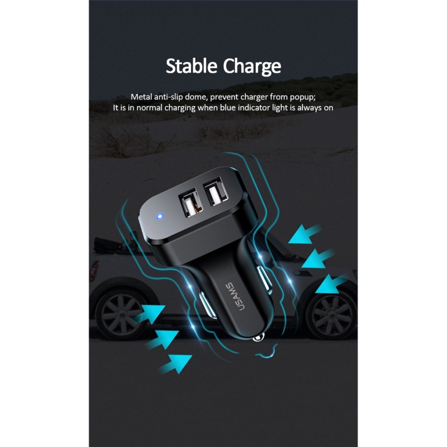 USAMS Car Charger Mobil 5V 2.1A DUAL USB PORT Output C13-CC087