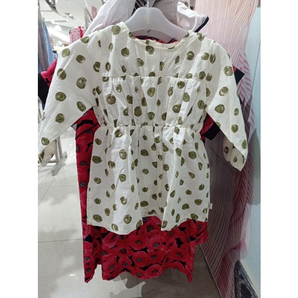 QNA Baju Dress  Anak Perempuan Usia 1-4 Tahun Polkadot