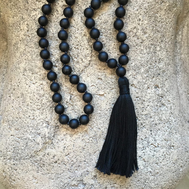 Tasbih Japamala 108 Handmade Rajarta Batu Agate Hitam