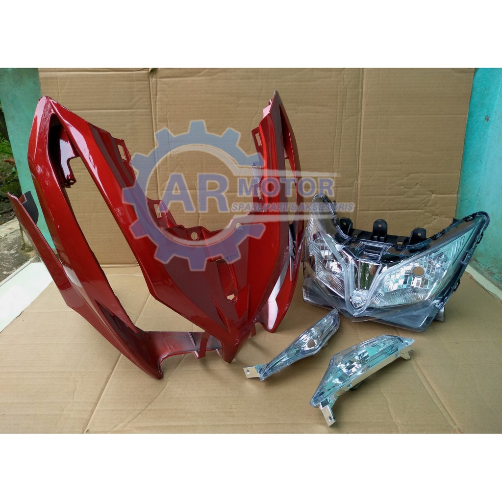 TAMENG DAN LAMPU PLUS SEN DEPAN VARIO 125 TECHNO / VARIO 125 LAMA MERAH MAROON