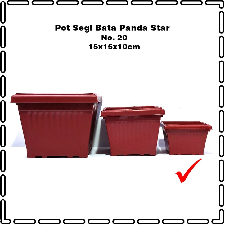 RML764B Pot Tanaman Segi 20 Bata/Hitam Panda Star