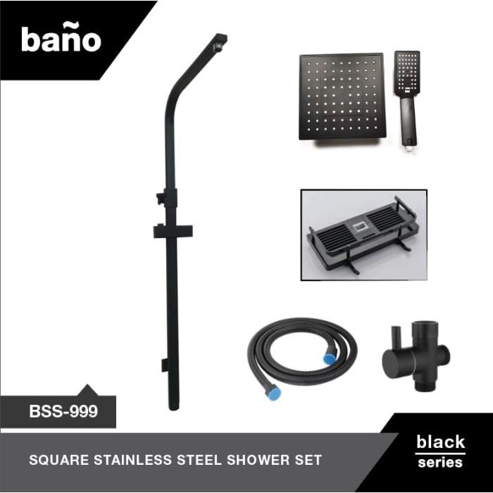 shower tiang hitam kotak bano / shower set hitam kotak bano