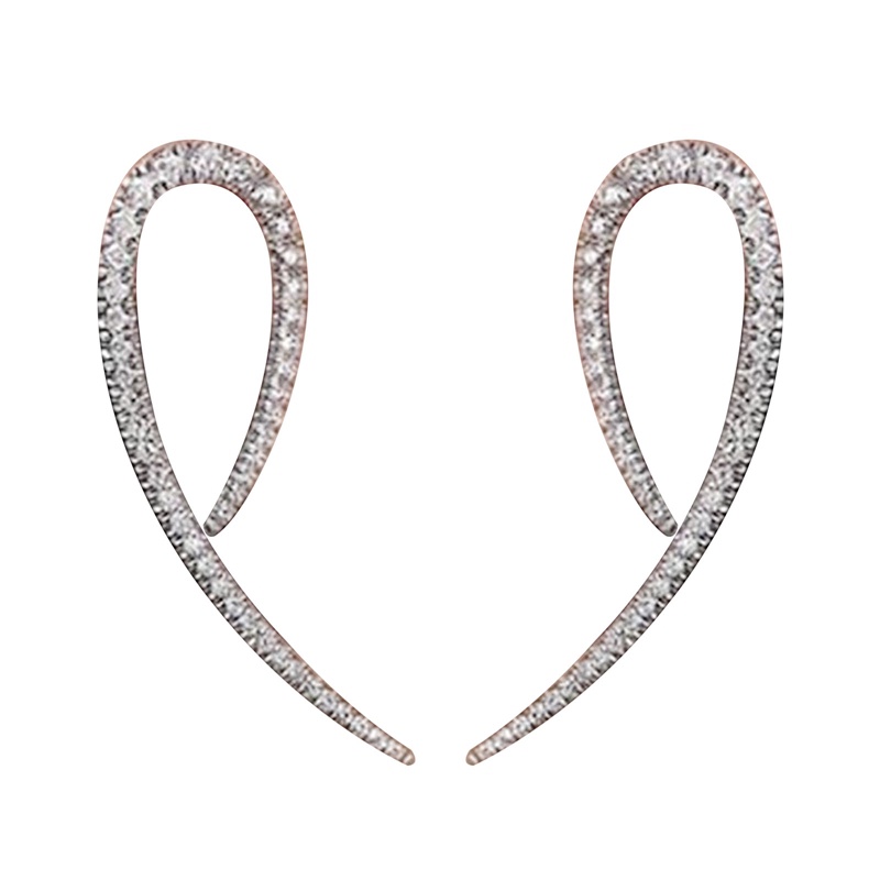 Anting Stud Panjang Bahan Cubic Zirconia Warna Silver Untuk Wanita