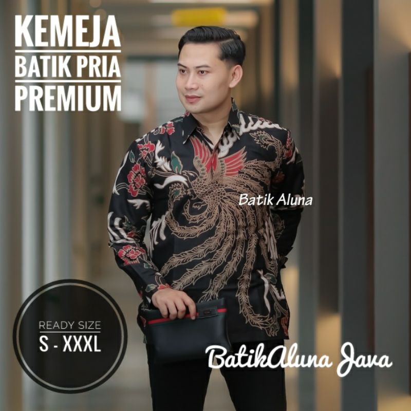 Batik Pria Lengan Panjang Premium Lapis Furing Elegan Bahan Katun Primisi Batik Aluna Solo Tradisi N