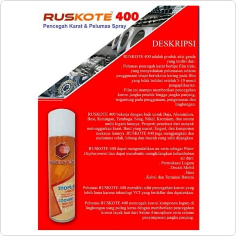 Pencegah Karat &amp; Pelumas Spray RUSKOTE 400