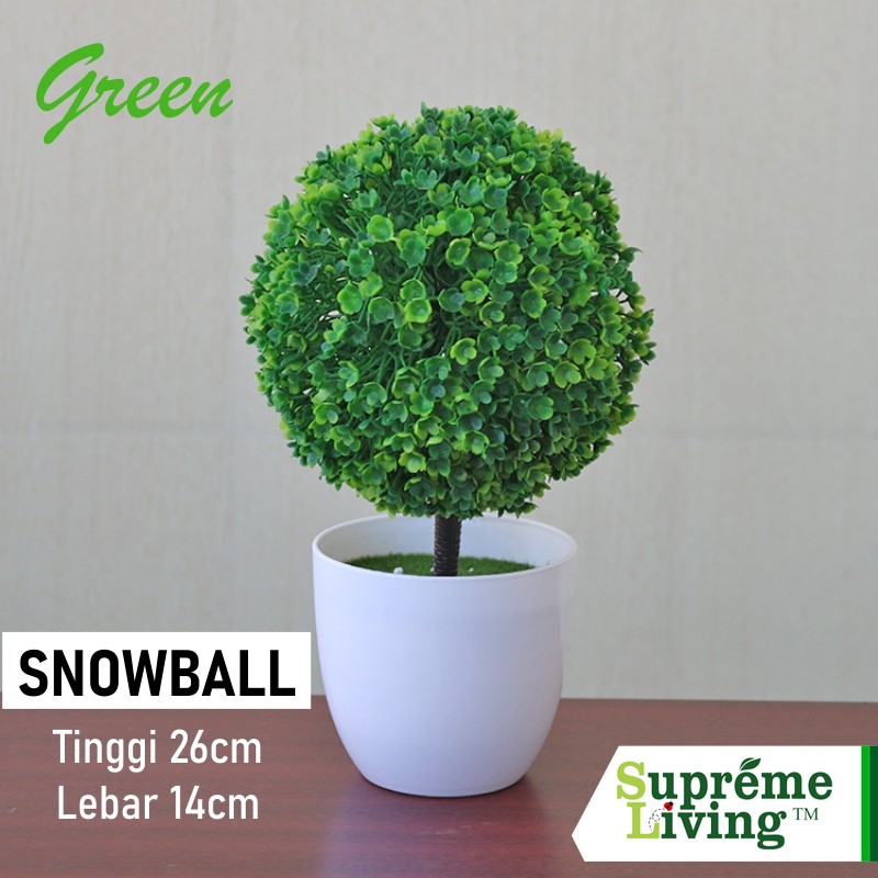 Pohon Bonsai Tanaman Plastik Hiasan Dekorasi Rumah Pot Snowball