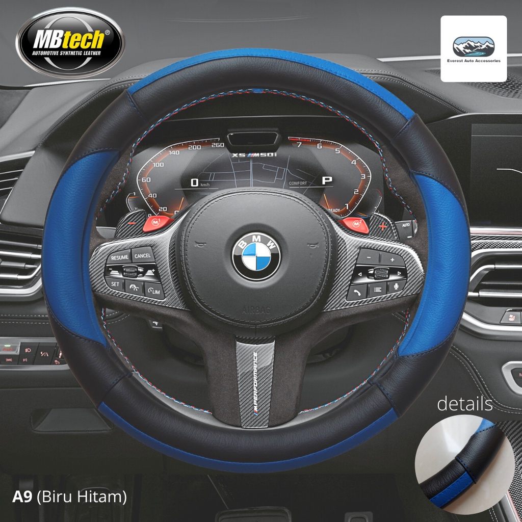 Cover Sarung Stir Steering Wheel Cover Bahan Kulit Universal Diameter 38cm - 40cm kulit MB Tech