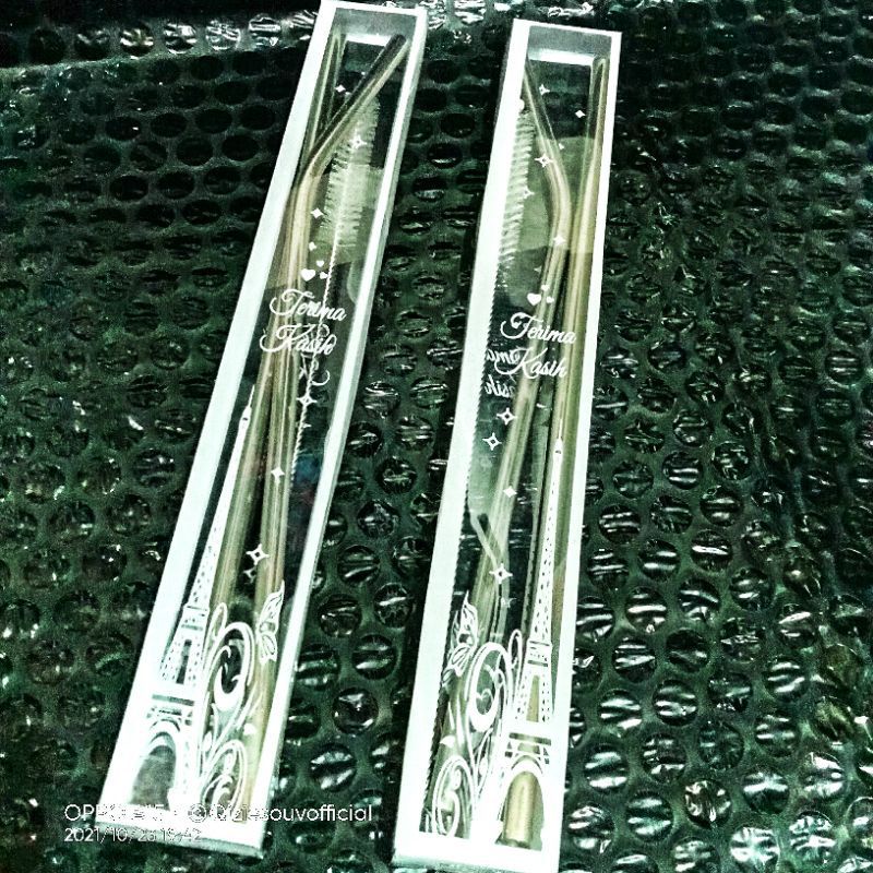 Sedotan Set Stainless Kemasan Mika - Souvenir Hadiah SEDOTAN STAINLESS SET