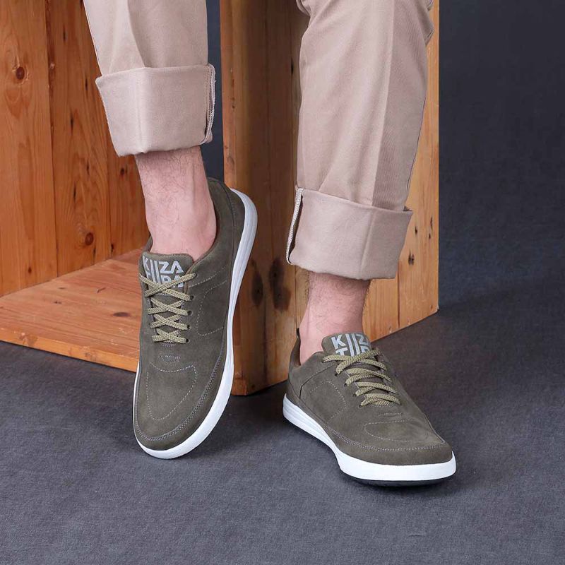 PROMO COD TERMURAH Sepatu Casual Sneakers Pria Olive Muda | Sepatu Kulit Cowok Keren Distro | Sepatu Kets Sekolah Kuliah Kerja