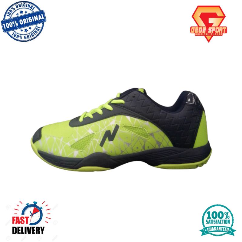 Sepatu Badminton Nimo Court 01 Original ( bonus kaos kaki )  - Lime/Navy