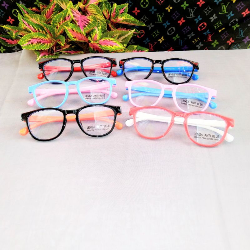 kacamata anak antiradiasi blueray hp laptop lentur cowok cewek-warna-warni