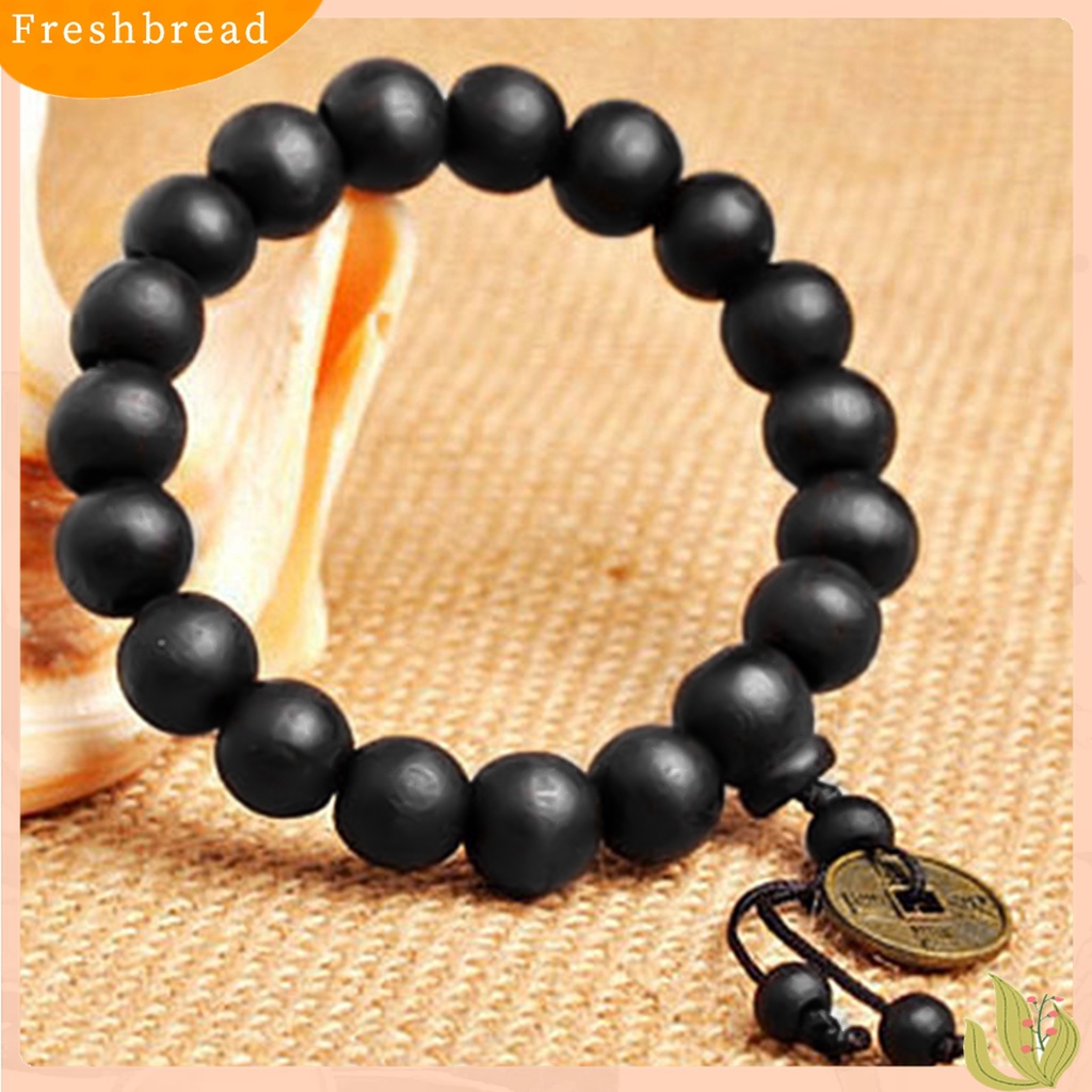 [TERLARIS]Bracelet Wooden Bead Vintage Jewelry Copper Coin Pendant Bangle for Unisex