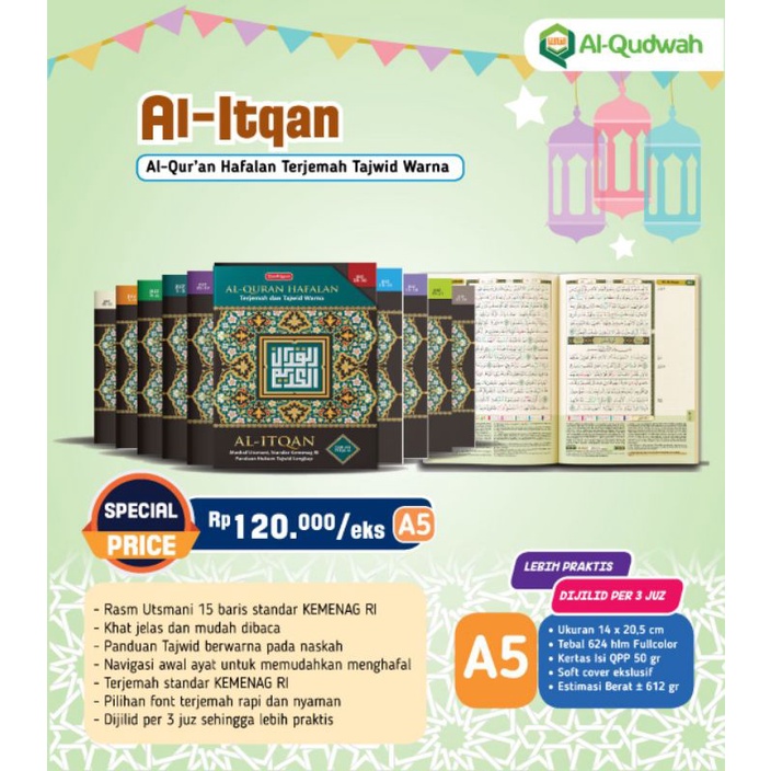 AL ITQAN AL QURAN HAFALAN AL QUR'AN TAJWID TERJEMAH A5 HAFALAN PER 3 JUZ PRAKTIS DAN MUDAH