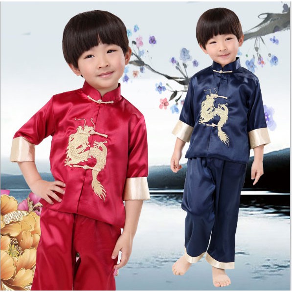 BAL.T.010 PAKAIAN CHEONGSAM ANAK LAKI-LAKI SETELAN GAMBAR NAGA edisi imlek gong xi fa cai
